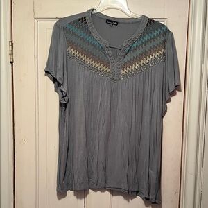 Avenue Sage Blouse with Chevron Pattern